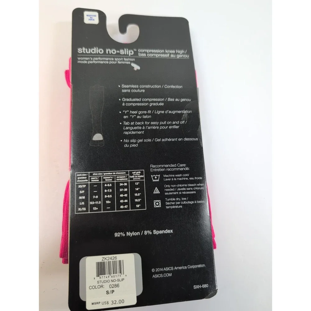 New ASICS Studio No-Slip Compression Knee High Training‎ Socks Athletic Knee